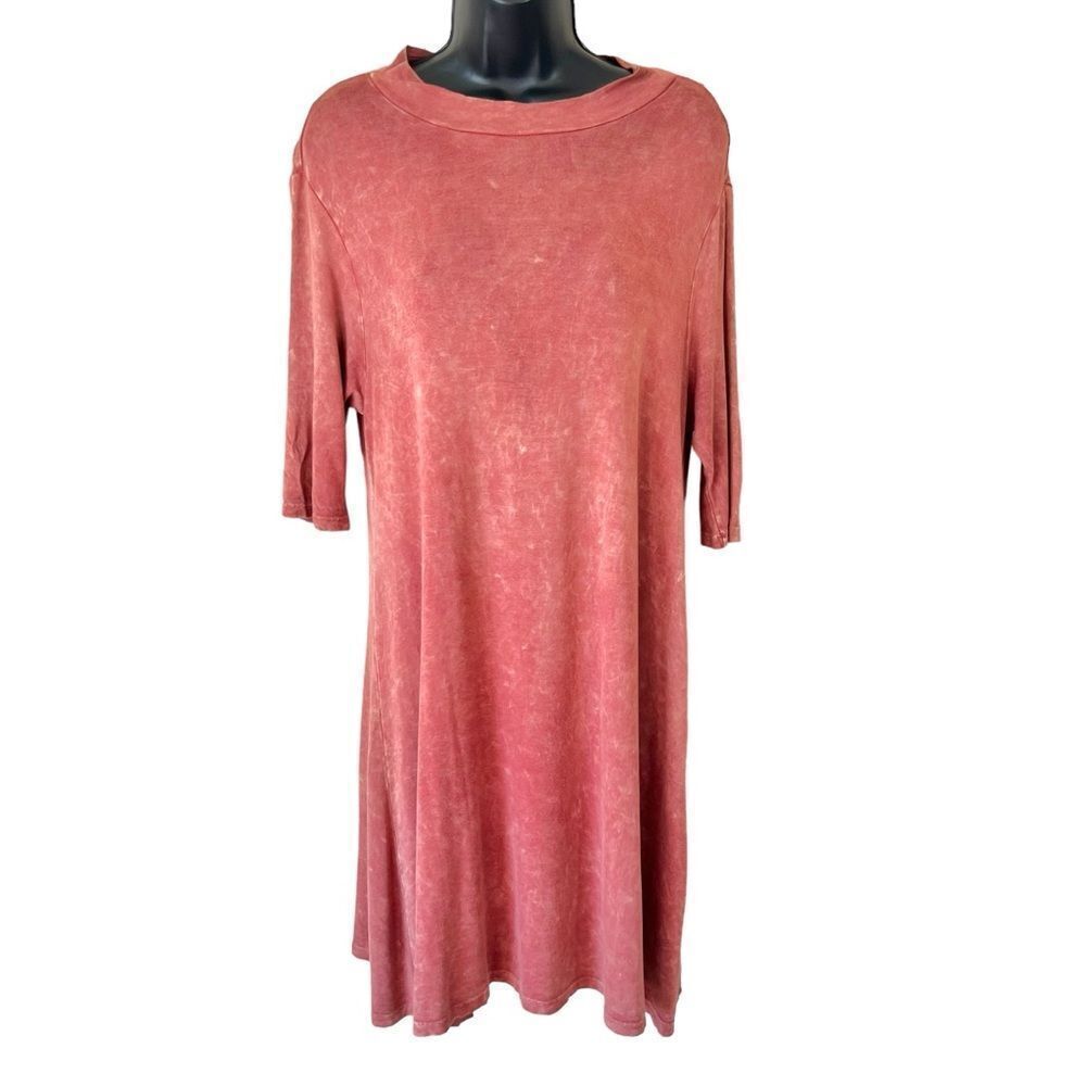 Vestique Natural Dye Mock Neck Swing Dress